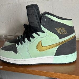 Retro Nike Mint and Gold High-Top Sneakers